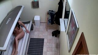 Nude client recorded by a hidden camera in a Czech solarium