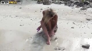 A couple of Russian babes got fucked on the beach by a guy