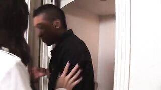 Dark-skinned reporter fucked kinky ebony babe Sasha Gray