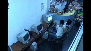 The guy almost caught fucking in internet cafe with a webcam