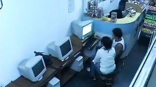 The guy almost caught fucking in internet cafe with a webcam