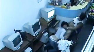 The guy almost caught fucking in internet cafe with a webcam