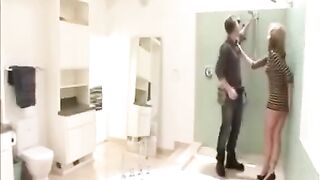 The plumber came to fix the pipe and fucked the wife in the shower