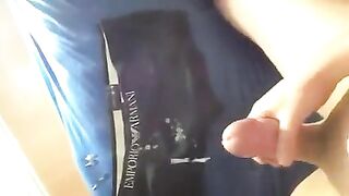 The guy masturbates his dick, but no sperm comes out of it