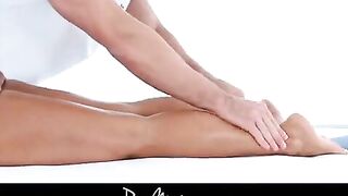 The guy oiled and fucked the tits of a hot massage mistress