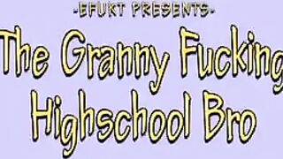 The man checked the strength of stockings on a hot granny