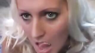 A whims lick the sperm from a spoon in a sensual scene