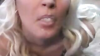 A whims lick the sperm from a spoon in a sensual scene