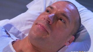 The nurse gave the patient her breast to suck