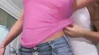 A girl with a piercing in her pussy, called Cooney, licks the pussy of another girl