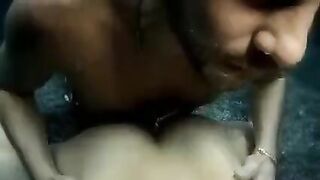 A cute beauty has sex with a guy underwater in the pool