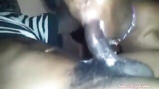 A girl is having fun with a large black dick