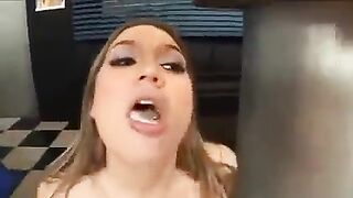 Blowjob with spermoplog and a woman with big buffers
