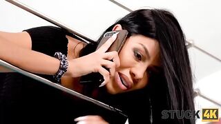A busty Latina chick, Canela Skin, got stuck and had to engage in some intense action