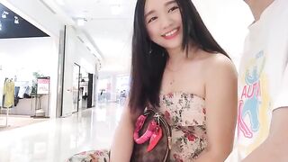 An appetizing random Asian girl seduces a guy when passing by his house