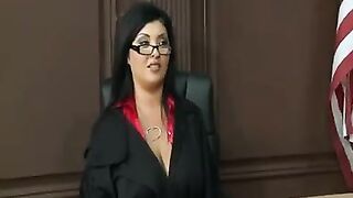 A mature woman in a uniform gets her big boobs smashed hard