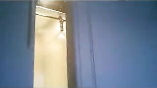 The wife ran in the thong around the apartment, the husband's cock hardened