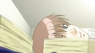 The big-eyed Hentai girl is good at blowing cock
