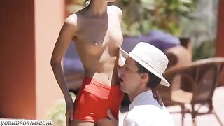 Skinny teen Gina Jerson takes a thick dick into her tight pussy