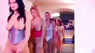 Beautiful big tits milf fucked by a crowd on the couch in a hot gangbang