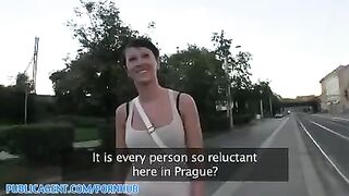 A girl is collecting money in an unusual way on the streets