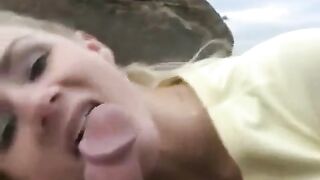 A cute girl got a sweet dessert from her boyfriend's sperm on her face
