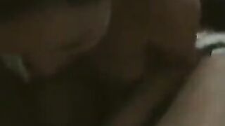 A fat woman dances naked in front of her husband, who is very excited