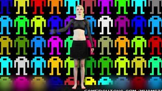 Blondie shakes her tits while dancing in front of the crowd