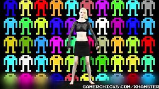 Blondie shakes her tits while dancing in front of the crowd