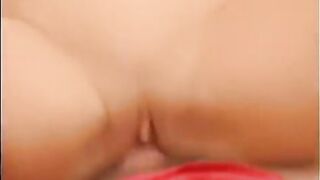 A blonde girl is getting fucked hard