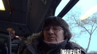 A girl is having sex with a stranger on the bus