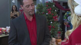 Retired lesbian caressed with a dildo at the New Year's party
