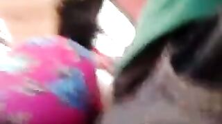A man rubs his dick through a riser on the bus with some girls