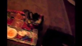 A drunk girl was throwing garbage on the street