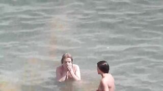 Bathing naked on the beach is very refreshing