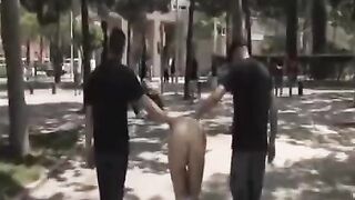 A group of sexy guys are fucking in public for the camera