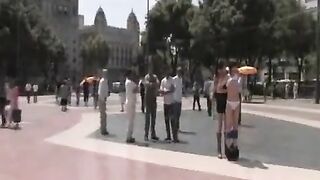 A group of sexy guys are fucking in public for the camera