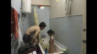 A girl has sex with her stepbrother in the bathroom, it’s quite hot