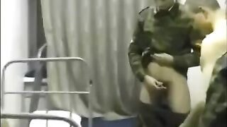 Barracks sex with a girl who came to see the soldiers