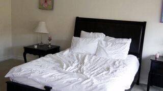 Delicate lesbian sex of two young blondes in the bedroom, a passionate encounter
