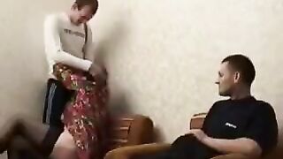 A friend of the son came to his house, where his drunk mother was