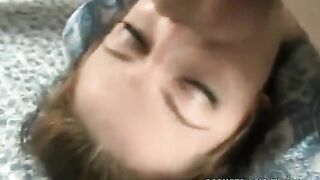 Girl greedily raises a member in her mouth very deep