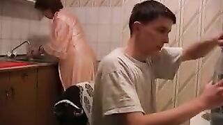 Mom gets fucked in the kitchen, much better than just incest