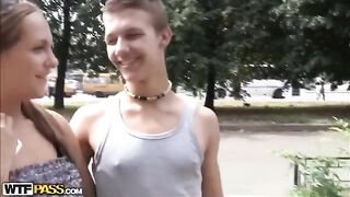 The guy made a successful licking of two beauties