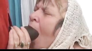 A huge black dick is too much for the old lady to handle