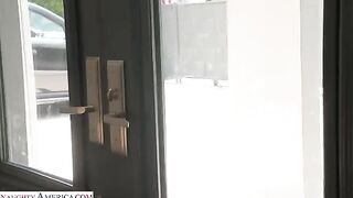 Skinny brunette takes a meaty cock in her tight juicy ass in a steamy scene