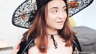 Lesbian sex with role play on Halloween night