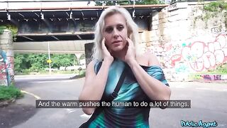 Blonde MILF is getting fucked right on the city street