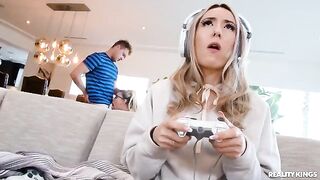 Nerdy guy with glasses fucked by a hot GF in a steamy session