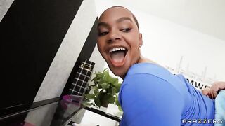 The girl is shadowing her colleague at the workplace and masturbating